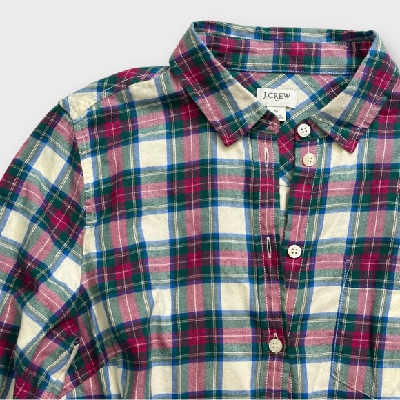 J.Crew Plaid‎ Long Sleeve Button Down Flannel Shirt Size Small Boyfriend Fit - Picture 3 of 6